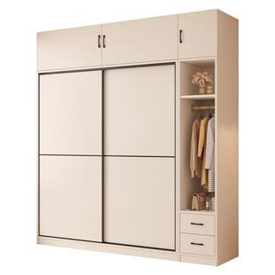 衣柜家用卧室实木生态板推拉门出租房用新款儿童衣橱简易收纳柜子