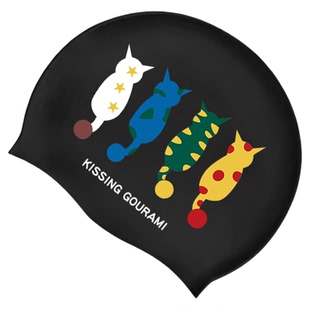 KISSINGGOURAMI新款四只小猫硅胶泳帽女长发防水不勒头专业游泳帽