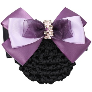 紫色护士头花女职业发网银行酒店空姐医护工作盘发网兜蝴蝶结发夹