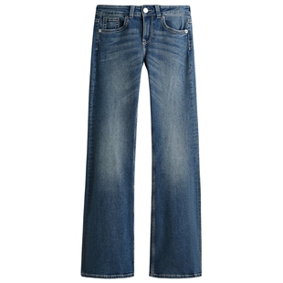 HM女装牛仔裤春季微紧身牛仔裤低腰喇叭设计潮流长裤1301561