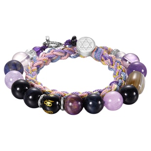 射手座 I 手工编绳手串男女925银十二星座手链紫水晶转运珠手绳