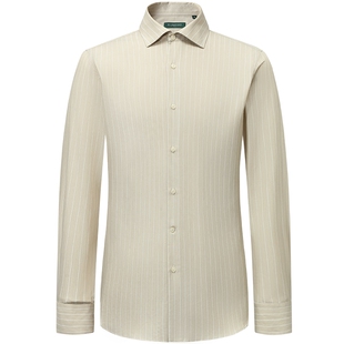 【易打理】柏品条纹免烫衬衫男初春商务休闲高级感温莎领长袖衬衣