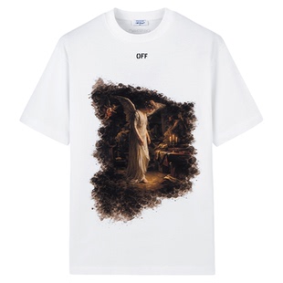 OFF-WHITE™情侣装新款圆领短袖T恤复古文艺风油画图案装饰半袖