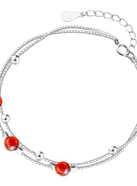 s925纯银手链女双层日系甜美ins