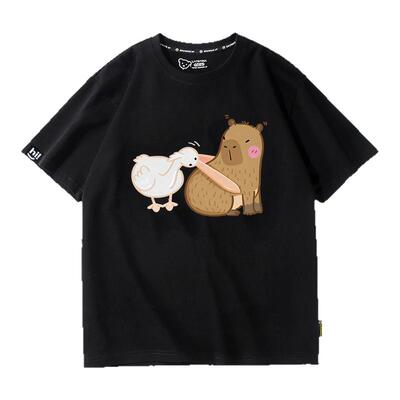 趣味卡皮巴拉水豚君周边短袖t恤男女学生青少年儿童capybara上衣
