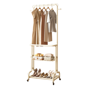 卧室落地挂衣架立式衣帽架金属衣服置物架宿舍床边移动新款挂包架
