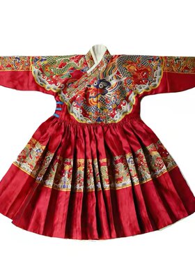 高端明制儿童汉服飞鱼服红色龙纹