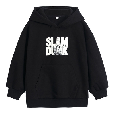 男童秋冬装黑色连帽加绒帅气卫衣