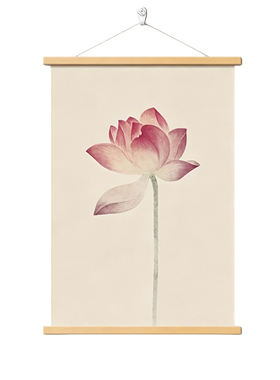 新中式荷花图玄关走廊入户门挂画办公室装饰画书房挂画免打孔挂画