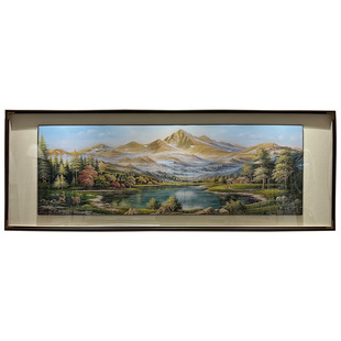 纯手工金山聚宝盆铜雕画客厅横版挂画沙发背景墙挂画高端山水挂画