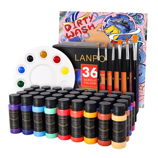 60ml瓶装丙烯颜料套装儿童无毒染料画画小盒装防水鞋子石头衣服丙烯画纺织颜料涂鸦画油彩专用工具材料不掉色