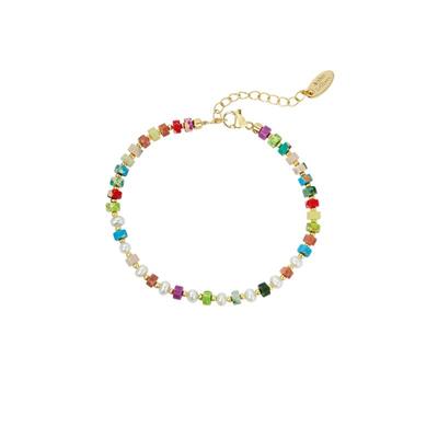 安铂洛利彩色串珠天然石珍珠手链