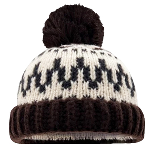 费尔岛风提花毛线帽女秋冬保暖百搭护耳针织帽甜美毛球包头冷帽子