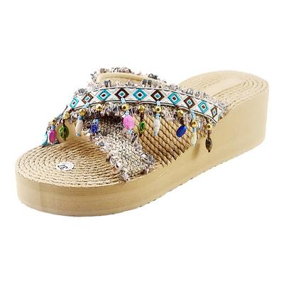 交叉凉拖鞋时尚民族风厚底沙滩鞋