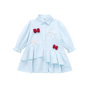 女童连衣裙春秋季2026新款长袖儿童衬衫裙子女宝宝春装韩系公主裙