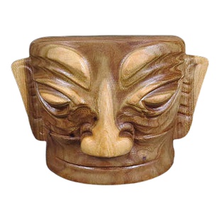 木雕三星堆面具根雕家居摆件壶承壶拖盖置香樟木侘寂风茶盘干炮台