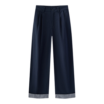 森马打褶拼接肌理阔腿休闲裤女