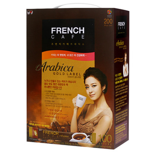 韩国进口FRENCH富然池南阳法式金牌三合一脱脂速溶咖啡100条盒装