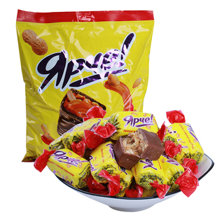 俄罗斯原装进口正品KDV黄花生巧克力夹心果仁糖果零食500g喜糖