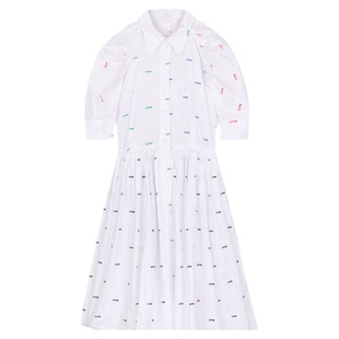 pushBUTTON秋冬女士字母印花法式中长款连衣裙银泰百货 301604
