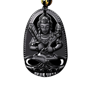 黑曜石本命佛吊坠十二生肖属龙蛇普贤文殊虚空藏菩萨男女观音项链