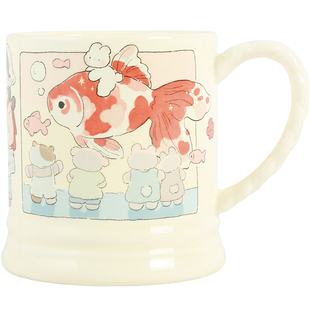 蓝莲花羡鸟文社杯子马克杯带把手高颜值喝水杯可爱女生网红咖啡杯