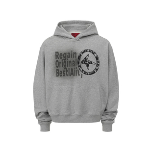 4AM 人面兽性原创灰色豹纹植绒连帽加绒卫衣小众重磅BOXY短宽帽衫