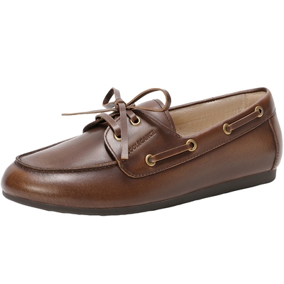 单鞋皮小皮深口百丽女乐福鞋牛津