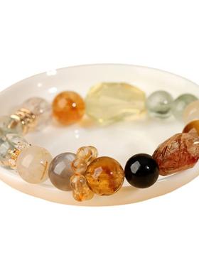 天然水晶多宝手链明星伊能静同款手串时尚女款能量石饰品定制