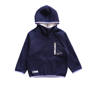 山系女童加绒连帽卫衣2025冬季男童女童户外运动保暖立领上衣印花