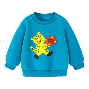 迷你巴拉巴拉男女童宝宝卫衣内里加绒萌趣新年拜年服不易变形上衣