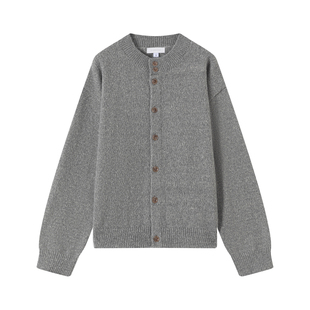 VLABMADE 复古老钱混色花纱短廓毛衣*松弛慵懒圆领多纽扣针织开衫