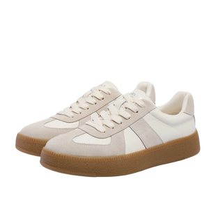 百丽男鞋午逅休闲小白鞋冬新复古运动德训鞋加绒板鞋A1703CM4