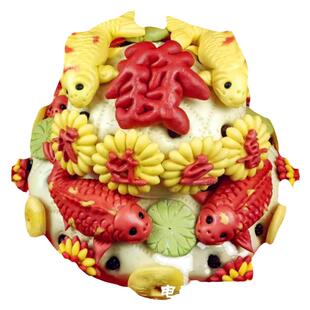 胶东花饽饽手工喜馍馍寿桃蛋糕乔迁新居开业安居支锅糕创意馒头