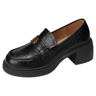 真皮学院风厚底增高英伦风复古小皮鞋2026早春新款一脚蹬福乐鞋女