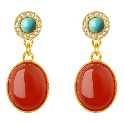 天然南红玛瑙汉服配饰耳环