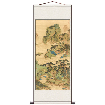 明仇英仙源仿古茶楼水墨壁画