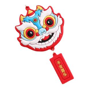 中国风红色醒狮小狮子成品钥匙扣挂件diy可爱软胶狮子虎年醒狮头
