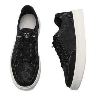 古鲨黑色透气板鞋男舒适一脚蹬鳄鱼纹时尚休闲布鞋2026春装新款