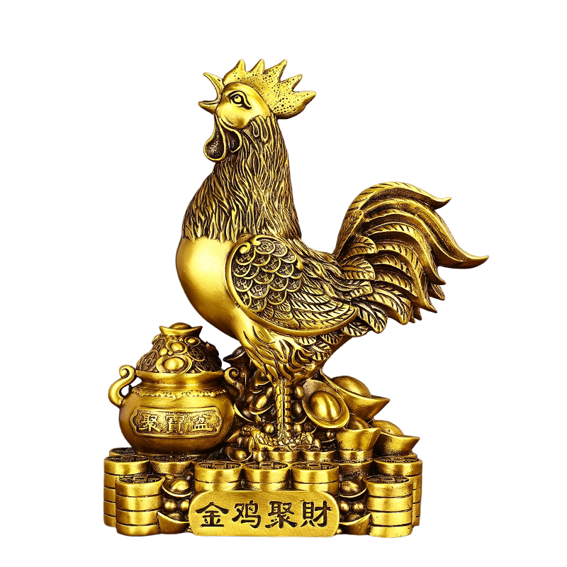 黄铜金鸡聚财中式创意摆件工艺品