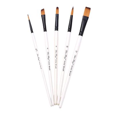 5支水粉画笔套装水彩画笔排笔美术生专用平头尼龙圆头笔刷颜料