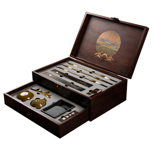 善琏湖笔青山入画文房四宝套装专业级高档精品毛笔砚台镇纸笔墨纸砚全套书法国画专用送礼套装礼物礼盒一整套