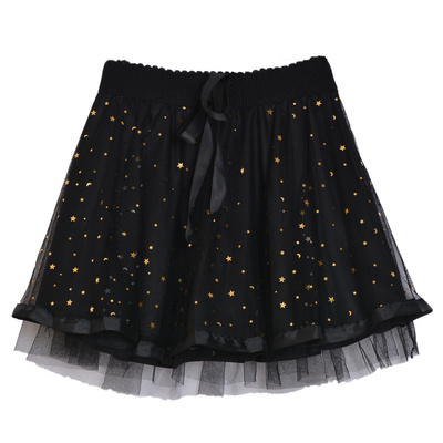 新款蕾丝网纱半身裙星星亮片短裙