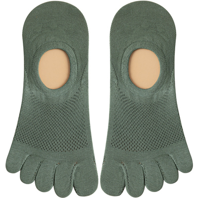 100%纯棉防臭男士五指船袜