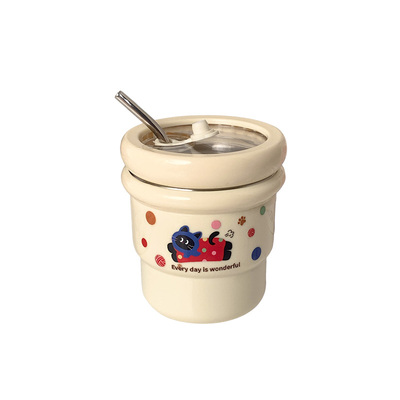 可爱猫咪吸管保温杯学生随手杯女