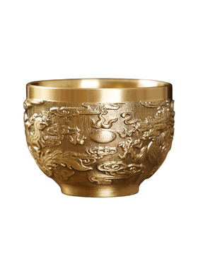 黄铜供水杯家用财神龙凤酒杯供佛