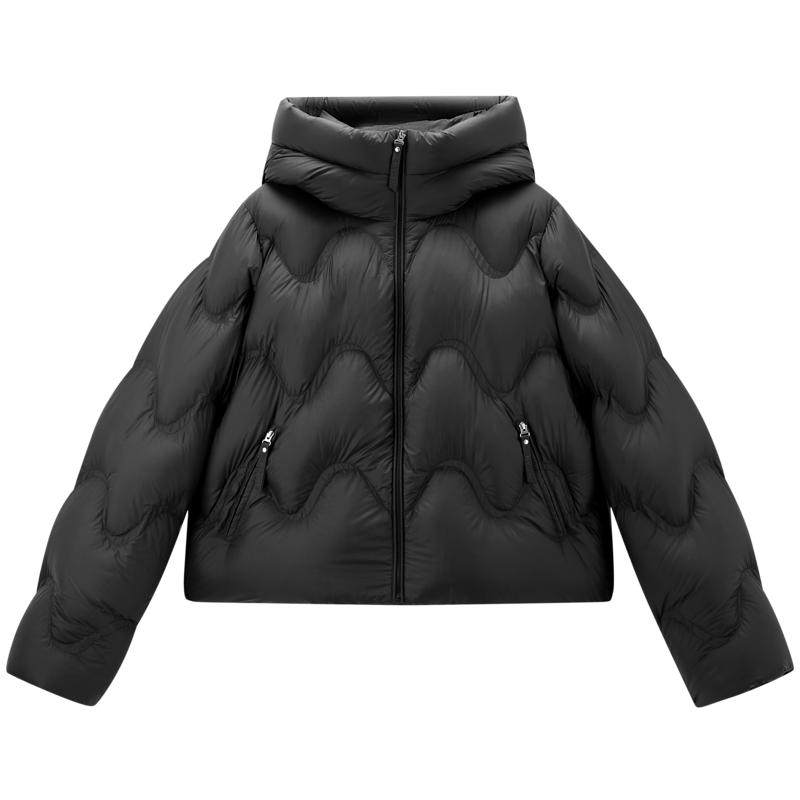 【云感奶芙】太平鸟宽松羽绒服女面包服25新短白鸭绒连帽外套M