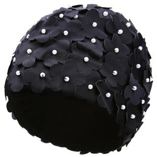 BE范德安布泳帽女时尚手工花瓣护耳长发短发大号舒适不勒头高颜值