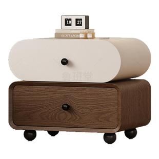 中古风床头柜2025全实木简约现代奶油创意床边柜高级感家用储物柜