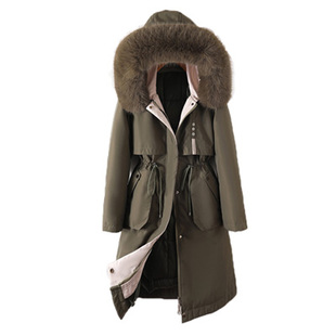 羽绒棉服女中长款可拆卸大码加厚派克服棉衣2025新款冬装大衣外套